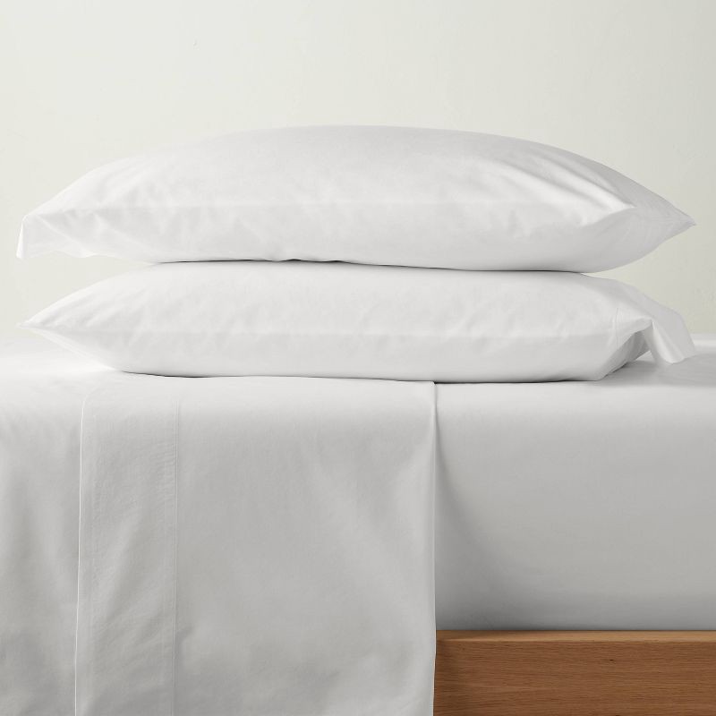 slide 2 of 4, King Washed Supima Percale Solid Sheet Set White - Casaluna™: 250 Thread Count, OEKO-TEX Certified, Includes 4pc, 1 ct