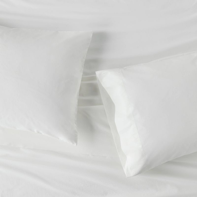 slide 3 of 4, King Washed Supima Percale Solid Sheet Set White - Casaluna™: 250 Thread Count, OEKO-TEX Certified, Includes 4pc, 1 ct