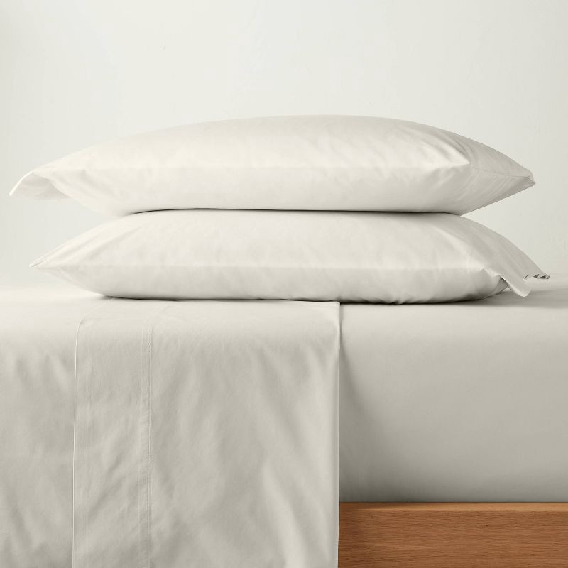 slide 2 of 5, King Washed Supima Percale Solid Sheet Set Natural - Casaluna™: 250 Thread Count, OEKO-TEX Certified, Includes 4pc, 1 ct