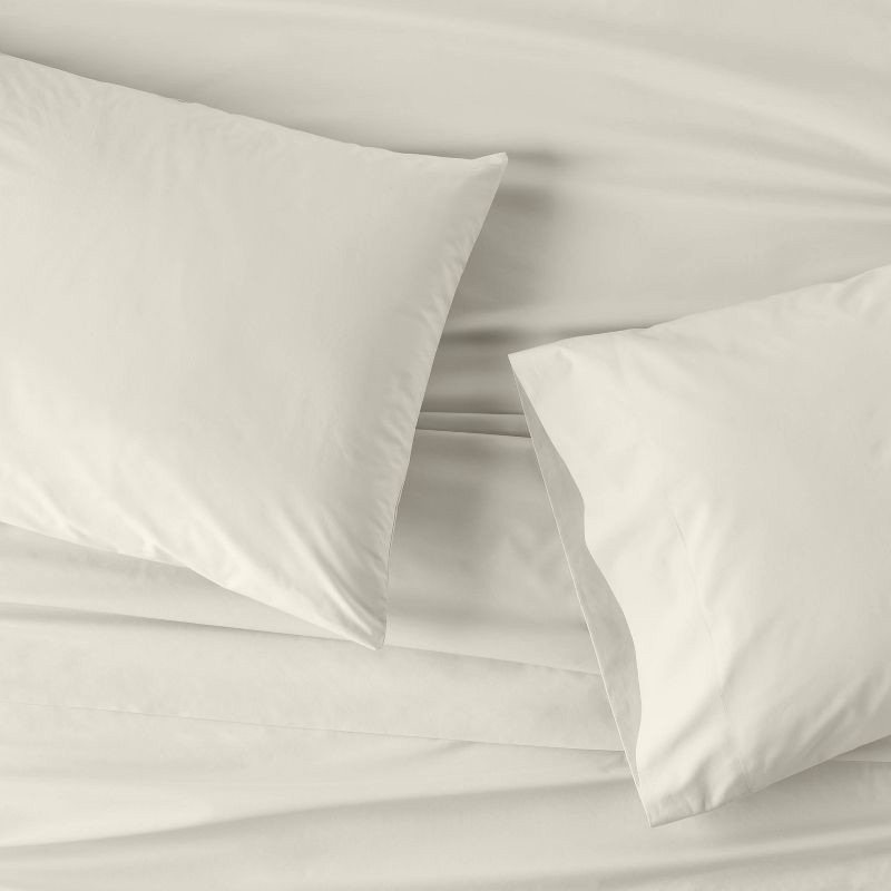 slide 3 of 5, King Washed Supima Percale Solid Sheet Set Natural - Casaluna™: 250 Thread Count, OEKO-TEX Certified, Includes 4pc, 1 ct