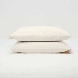 Standard Washed Supima Percale Solid Pillowcase Set Natural - Casaluna™