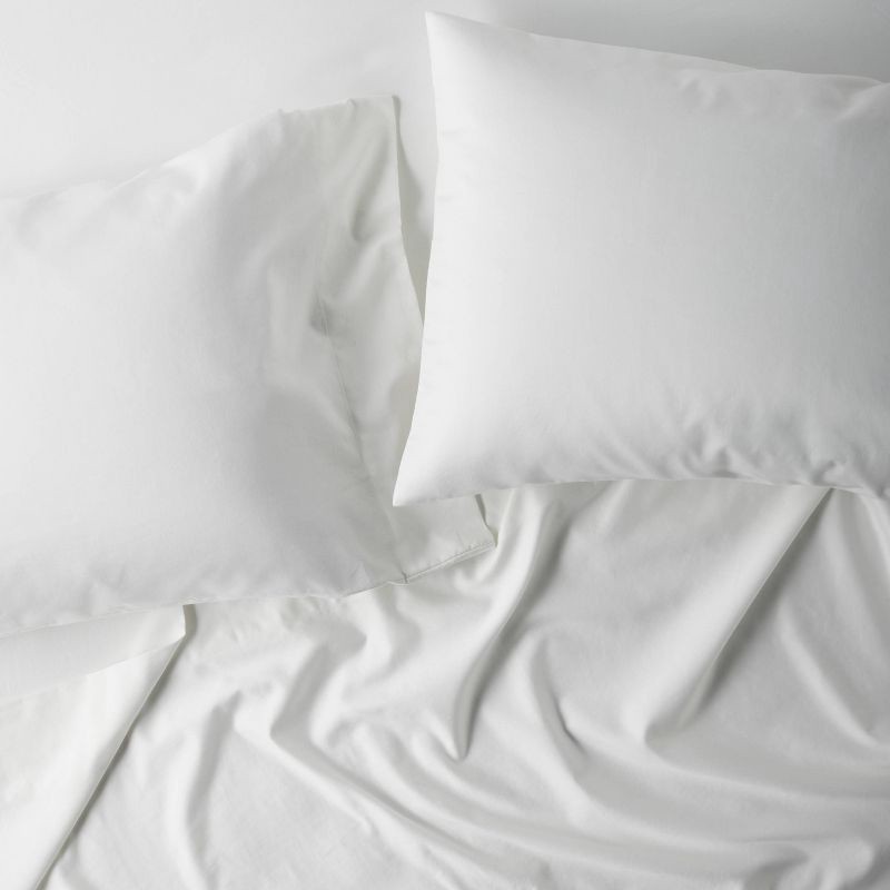 slide 3 of 4, Queen 500 Thread Count Washed Supima Sateen Solid Sheet Set White - Casaluna™, 1 ct