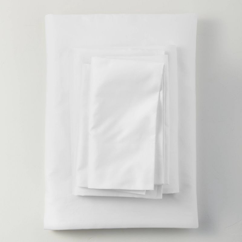 slide 1 of 4, Queen 500 Thread Count Washed Supima Sateen Solid Sheet Set White - Casaluna™, 1 ct