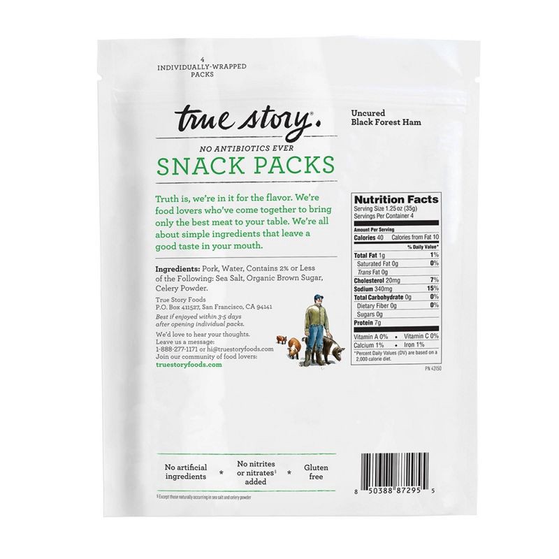 slide 2 of 3, True Story Uncured Black Forest Ham Snack Packs - 5oz, 5 oz