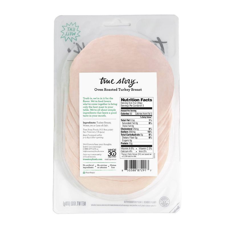 slide 2 of 4, True Story Oven Roasted Turkey - 6oz, 6 oz