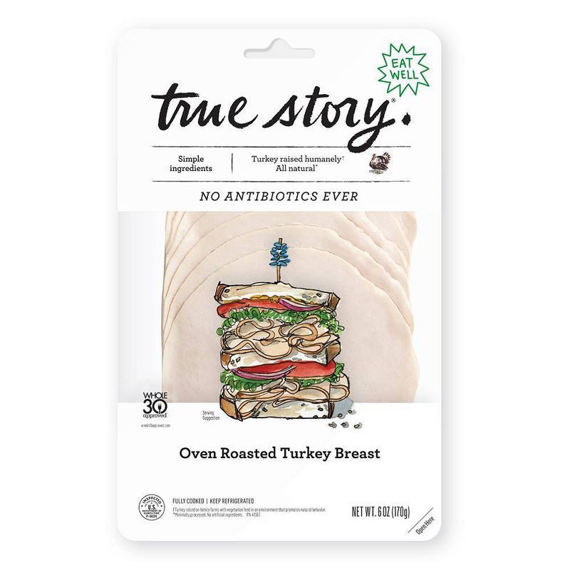 slide 1 of 4, True Story Oven Roasted Turkey - 6oz, 6 oz