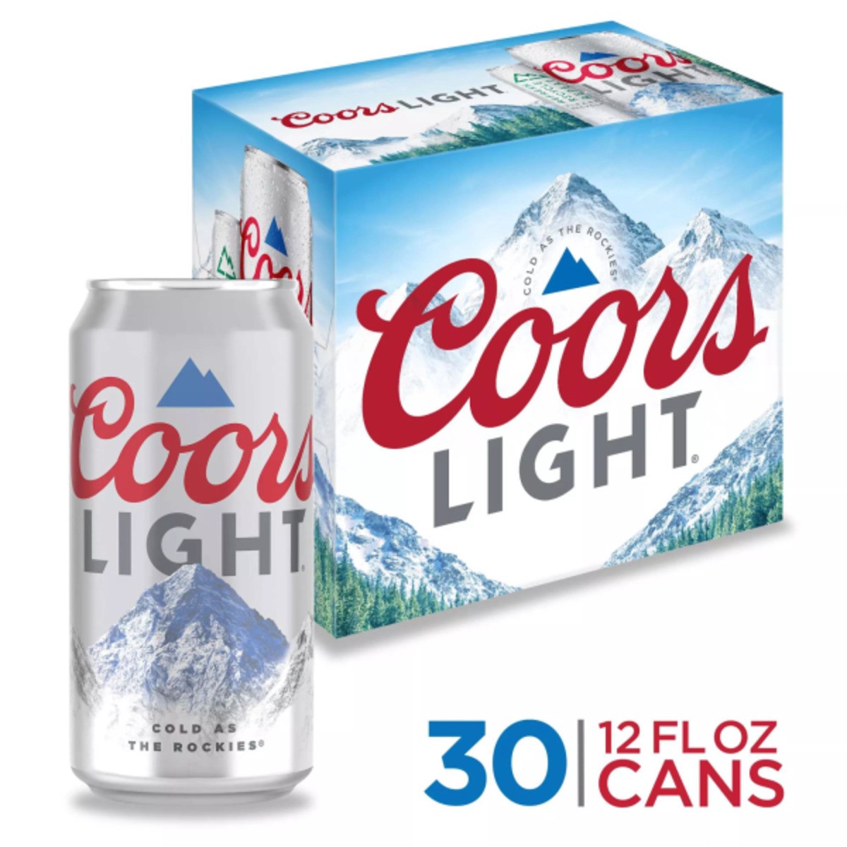 slide 1 of 1, Coors Beer, American Light Lager Beer, 4.2% ABV, 30-pack, 12-oz beer cans, 30 oz