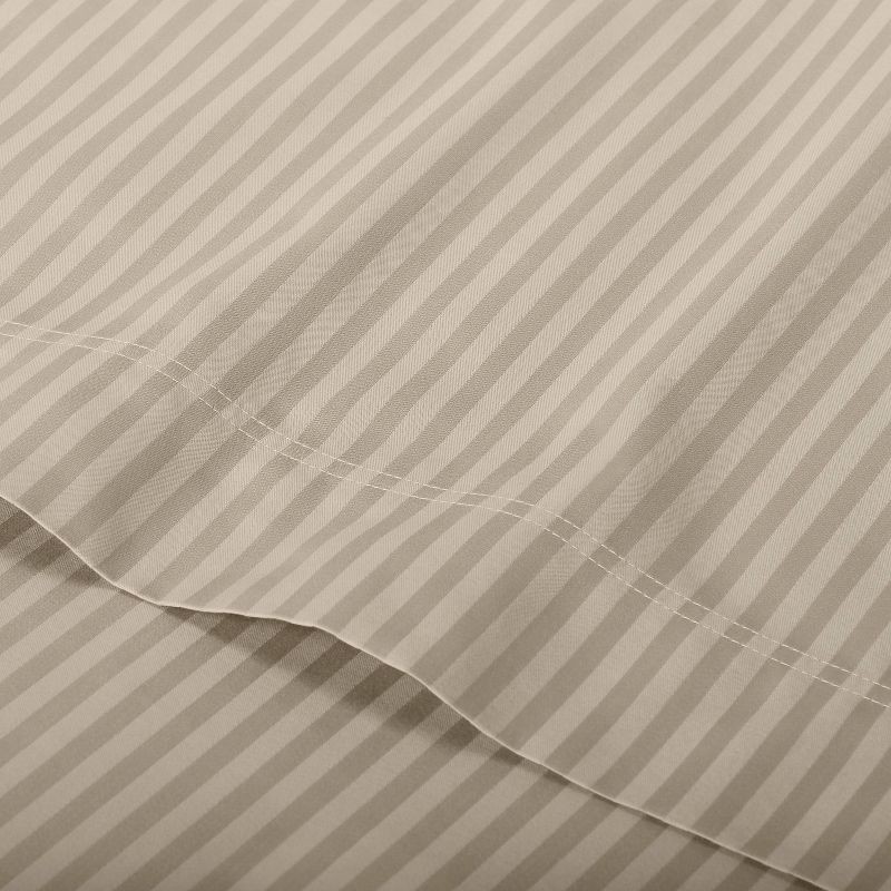 slide 3 of 4, Queen 6pc 400 Thread Count Damask Solid Sheet Set Natural - Threshold™: Cotton Sateen, OEKO-TEX Certified, Fits 18" Mattress, 6 ct