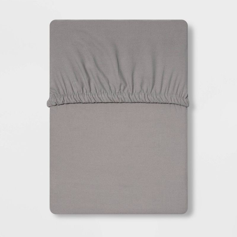 slide 1 of 3, Full 300 Thread Count Ultra Soft Fitted Sheet Gray - Threshold, 1 ct