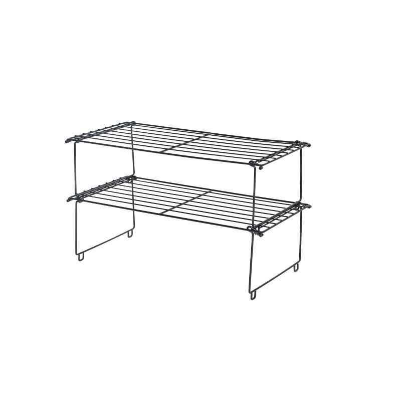 slide 2 of 3, Stackable Single Shoe Rack Black - Room Essentials™: Freestanding Shoe Organizer, Holds 2 Pairs, Iron Frame, Closet Storage, 1 ct