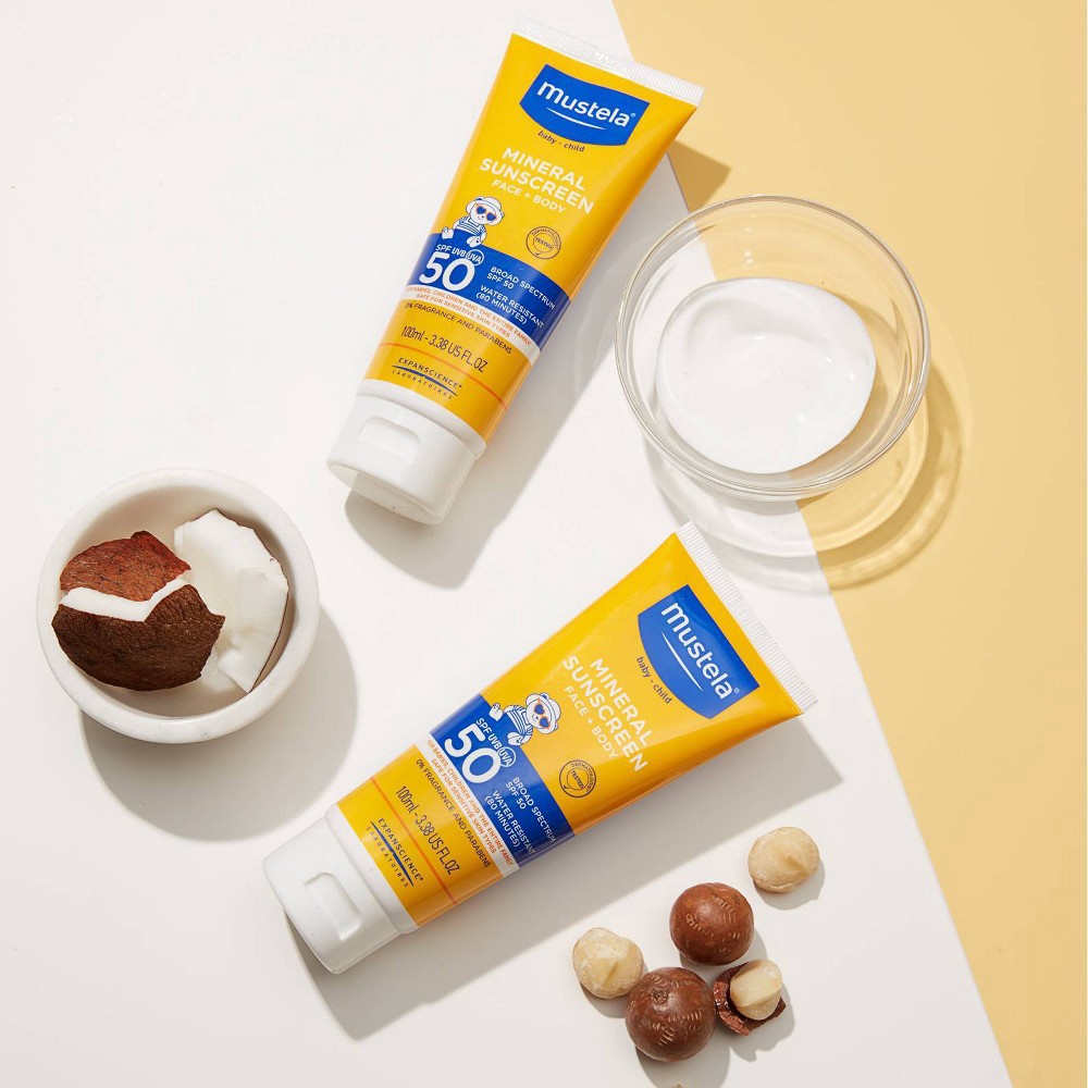 slide 5 of 8, Mustela Fragrance Free Mineral Baby Sunscreen Lotion SPF 50 - 3.38 fl oz, 50 x 3.38 fl oz