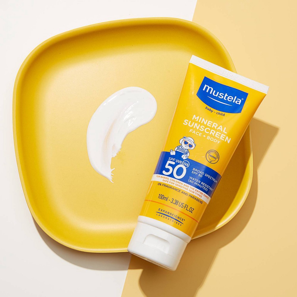 slide 2 of 8, Mustela Fragrance Free Mineral Baby Sunscreen Lotion SPF 50 - 3.38 fl oz, 50 x 3.38 fl oz