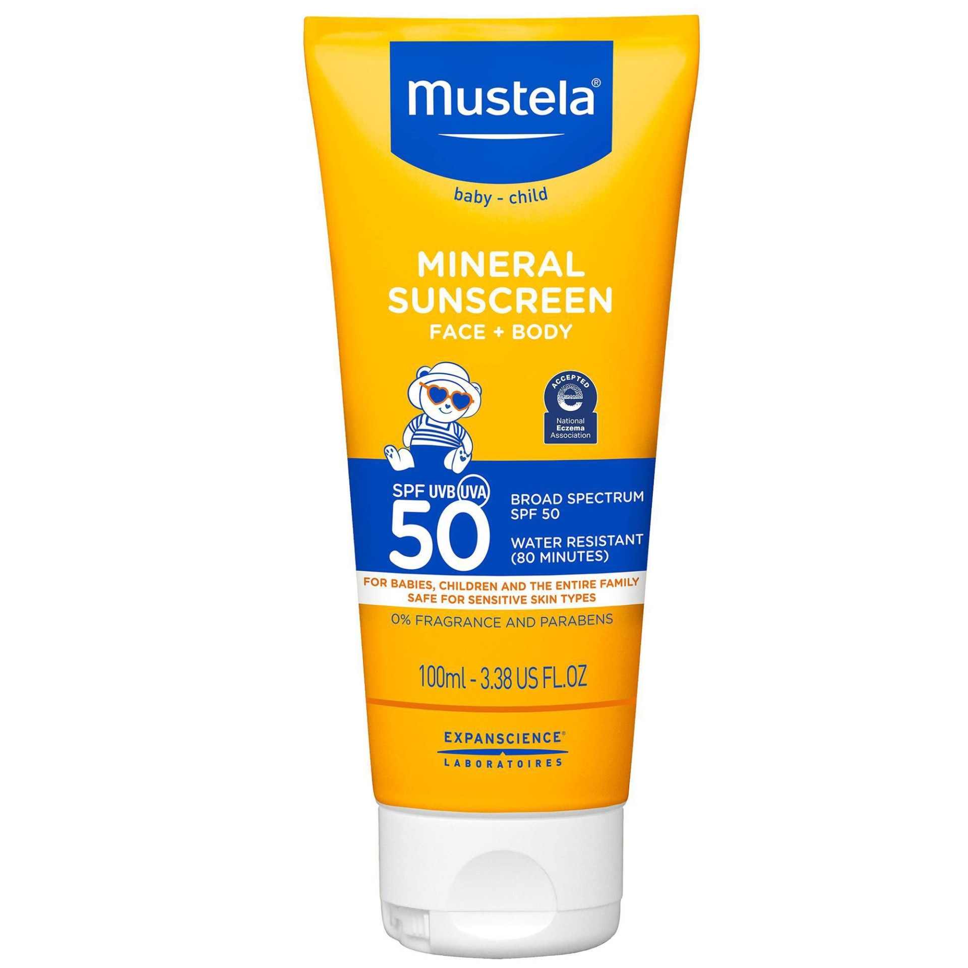 slide 1 of 8, Mustela Fragrance Free Mineral Baby Sunscreen Lotion SPF 50 - 3.38 fl oz, 50 x 3.38 fl oz
