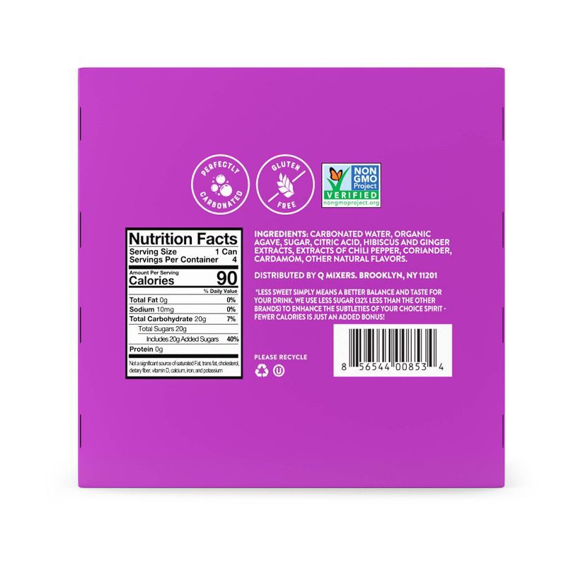 slide 6 of 6, Q Mixers Hibiscus Ginger Beer - 4pk/222ml Cans, 4 ct, 222 ml