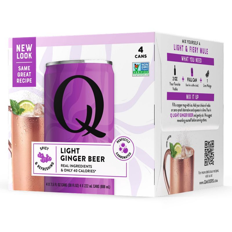 slide 2 of 6, Q Mixers Light Ginger Beer - 4pk/222ml Cans, 4 ct, 222 ml