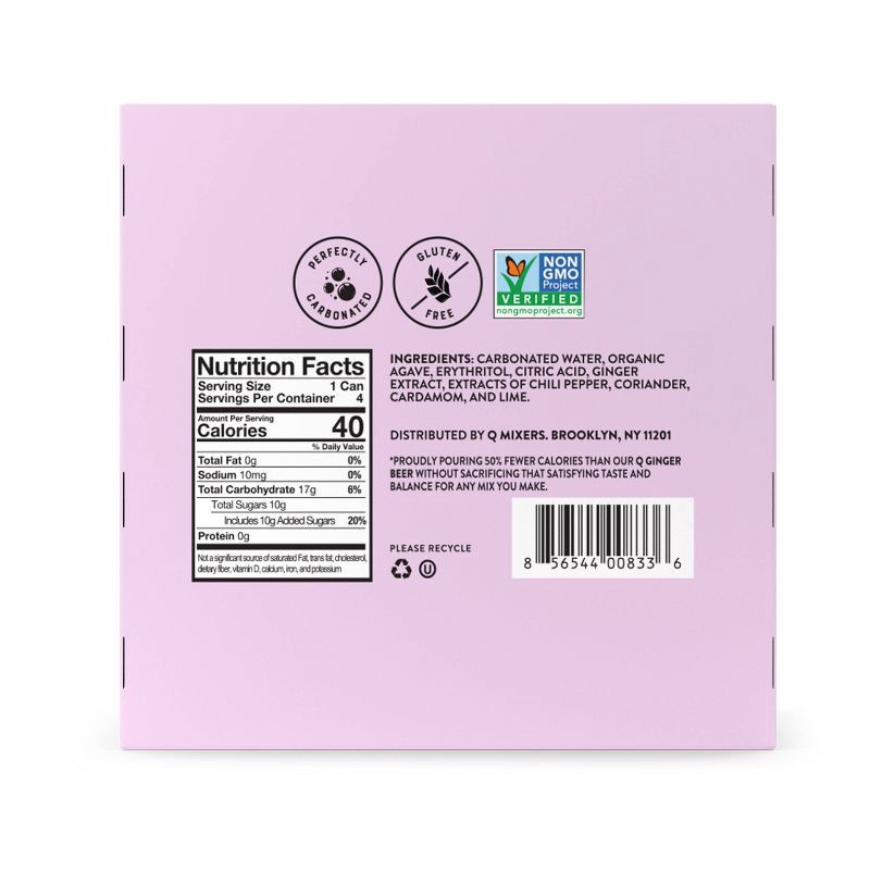 slide 4 of 6, Q Mixers Light Ginger Beer - 4pk/222ml Cans, 4 ct, 222 ml