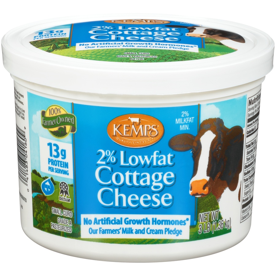 slide 1 of 1, Kemps 2% Low-Fat Cottage Cheese 3 Lb. Tub, 1 ct