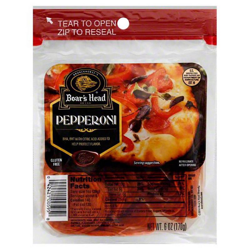 slide 2 of 5, Boar's Head Gluten Free Pre-Sliced Pepperoni Pouch - 6oz, 6 oz
