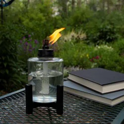 Tiki Elevated Tall Glass Tabletop Outdoor Torch - TIKI