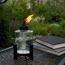 Tiki Elevated Tall Glass Tabletop Outdoor Torch - TIKI