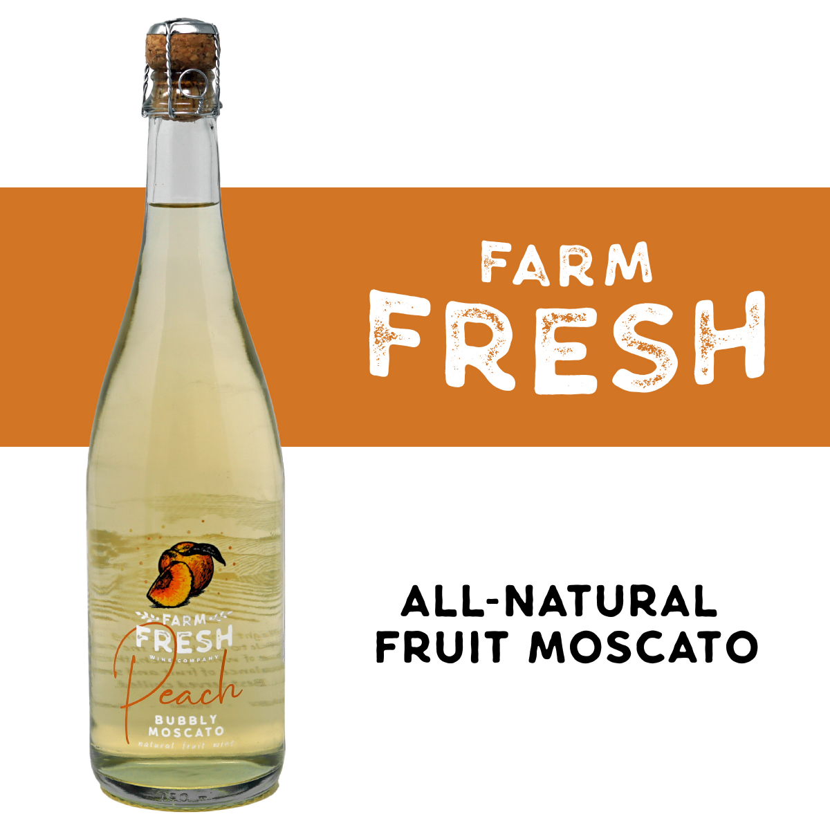 slide 1 of 13, Farm Fresh Peach Bubbly Moscato, 750 ml