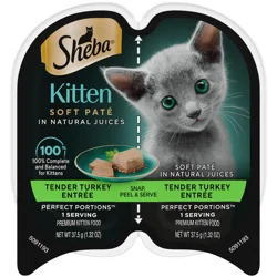 Sheba Soft Pate Premium Tender Turkey Entree Kitten Food 2 - 1.32 oz Trays
