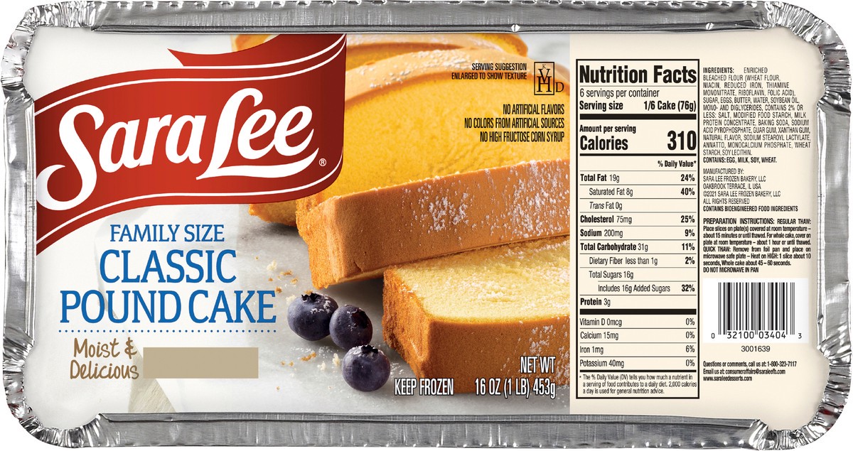 slide 3 of 7, Sara Lee Pound Cake Family Classic 16oz, 16 oz