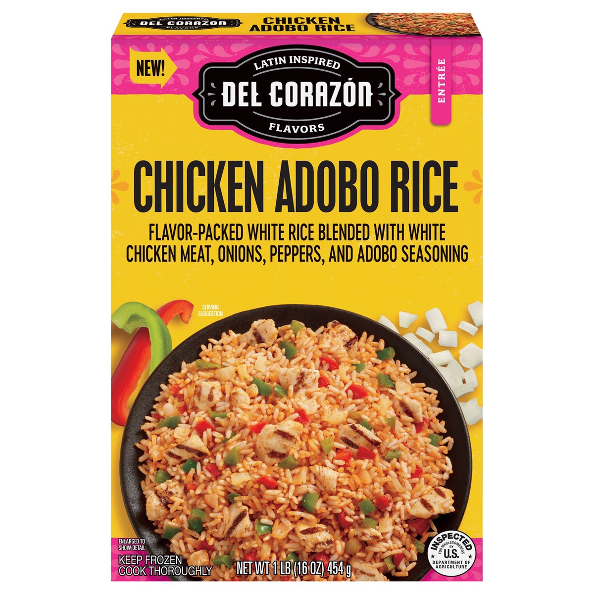 slide 1 of 14, Del Corazón Chicken Adobo Rice Meal, 16oz (Frozen), 1 lb