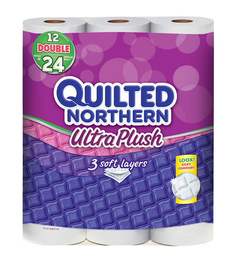 slide 1 of 1, Quilted Northern Ultra Plush Bathroom Tissue, Unscented, Double Rolls, 3-Ply, 24 ct