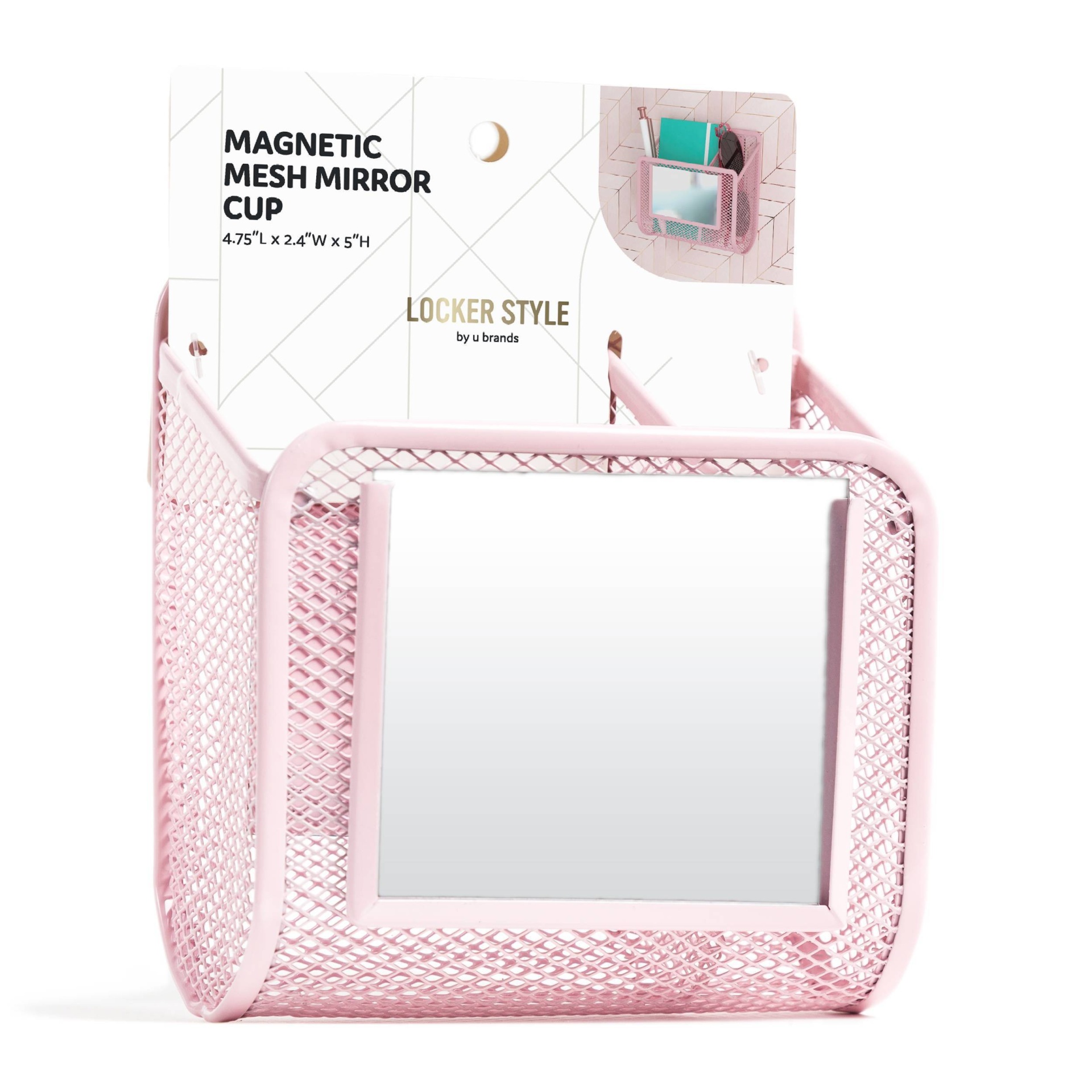 slide 1 of 3, U Brands U-Brands Magnetic Mesh Mirror Locker Cup - Pink, 1 ct