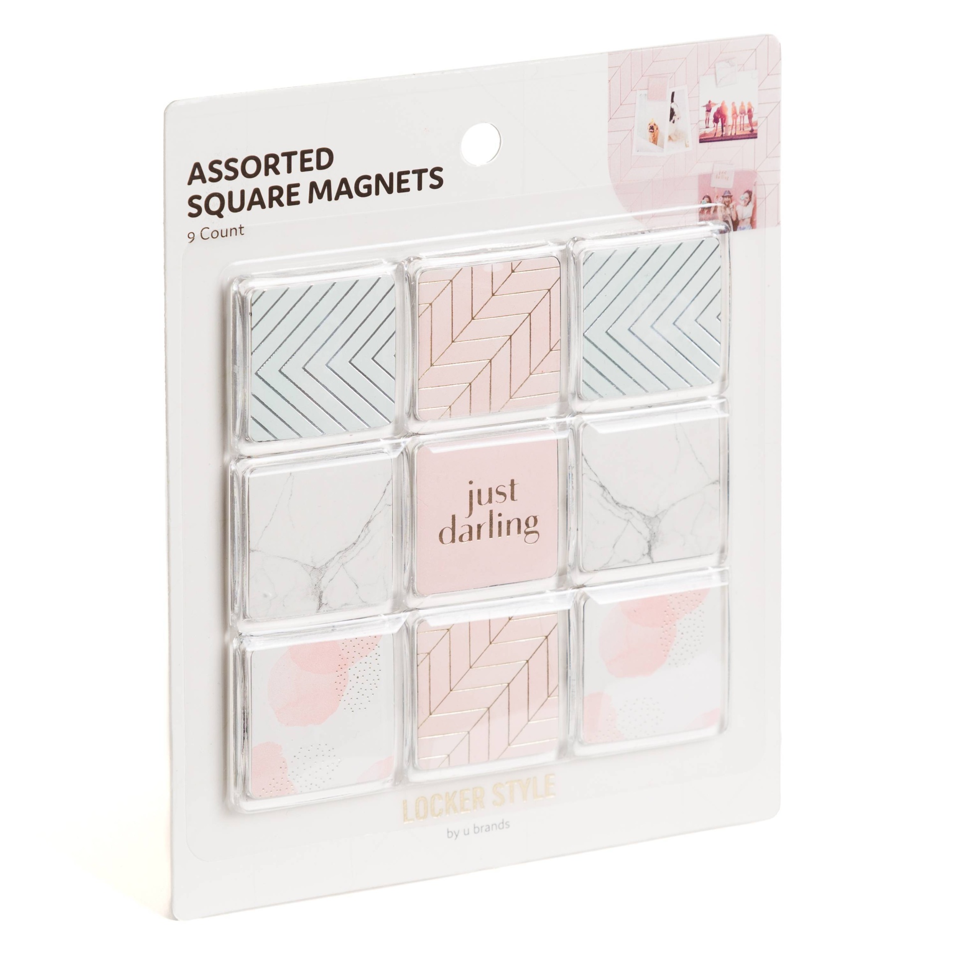 slide 1 of 3, U Brands U-Brands Locker Style Assorted Square Magnets - Pastel Patterns, 9 ct
