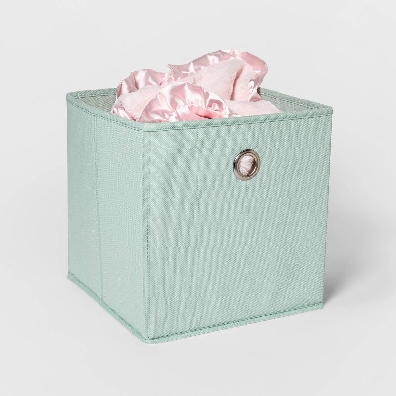 slide 2 of 4, 11" Fabric Cube Storage Bin Mint - Room Essentials™: Square, Folds Flat, 11 Inch System Compatible, Decorative, 1 ct