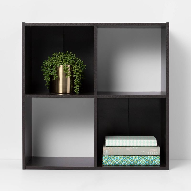 slide 2 of 6, 4 Cube Decorative Bookshelf Brown - Room Essentials™, 1 ct