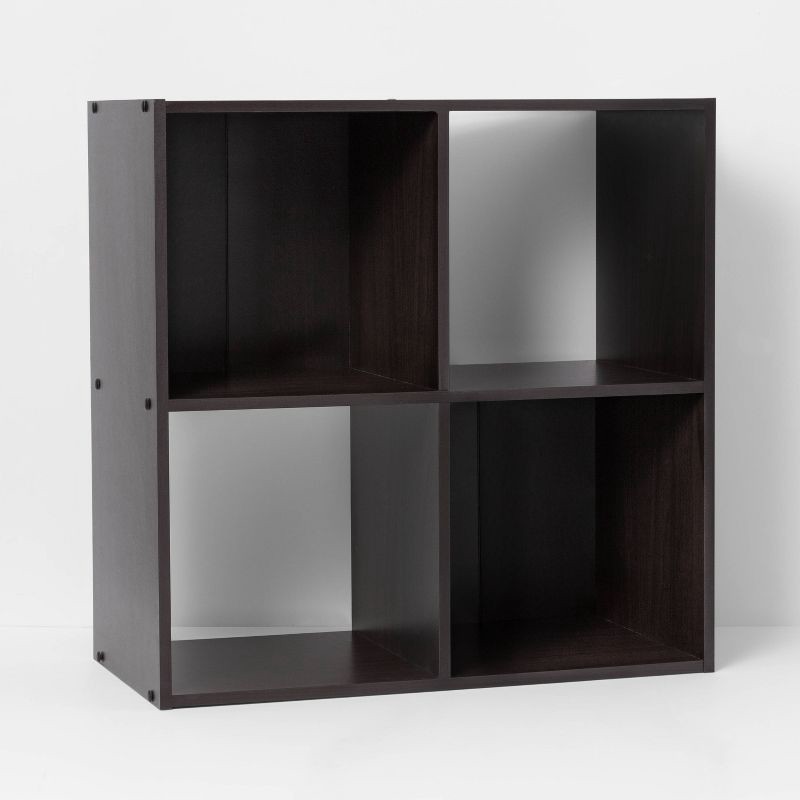 slide 3 of 6, 4 Cube Decorative Bookshelf Brown - Room Essentials™, 1 ct