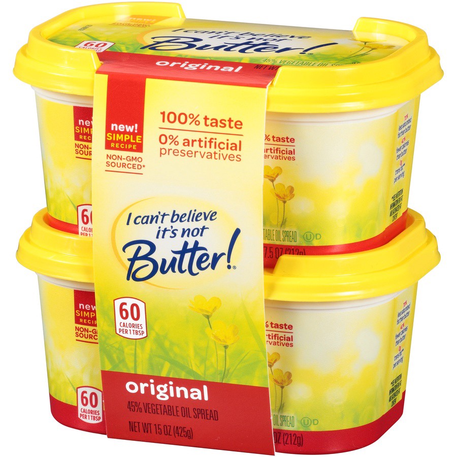slide 3 of 8, I Can't Believe It's Not Butter! Original Vegetable Oil Spread , 2 ct; 7.5 oz