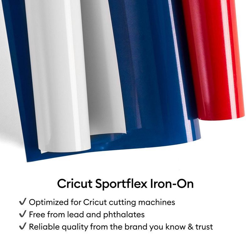 slide 7 of 7, Cricut SportFlex Iron-On Transfer - White: Heat Transfer Vinyl for Polyester & Nylon, 11.8" x 24", 1 ct