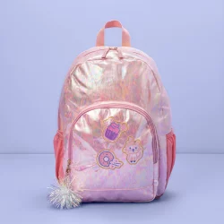 Kids' Backpack Pink Iridescent with Patches - More Than Magic