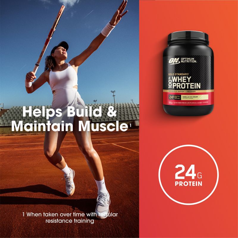 slide 5 of 17, Optimum Nutrition Gold Standard 100% Whey Protein Powder - Vanilla Ice Cream - 22 Servings - 24oz, 22 servings, 24 oz