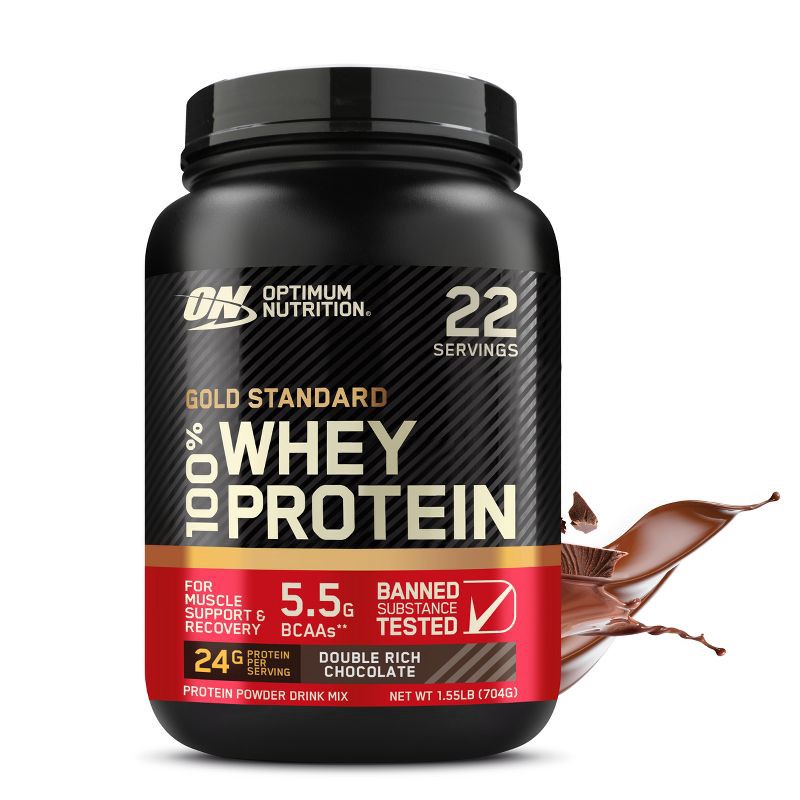 slide 2 of 15, Optimum Nutrition Gold Standard 100% Whey Protein Powder - Double Rich Chocolate - 22 Servings - 23.59oz, 22 servings, 23.59 oz