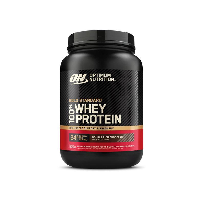slide 1 of 15, Optimum Nutrition Gold Standard 100% Whey Protein Powder - Double Rich Chocolate - 22 Servings - 23.59oz, 22 servings, 23.59 oz