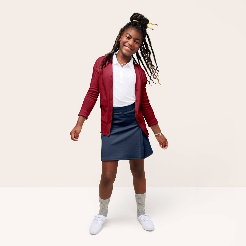 slide 2 of 2, Girls' Stretch Uniform Knit Skorts - Cat & Jack Beige S, 1 ct