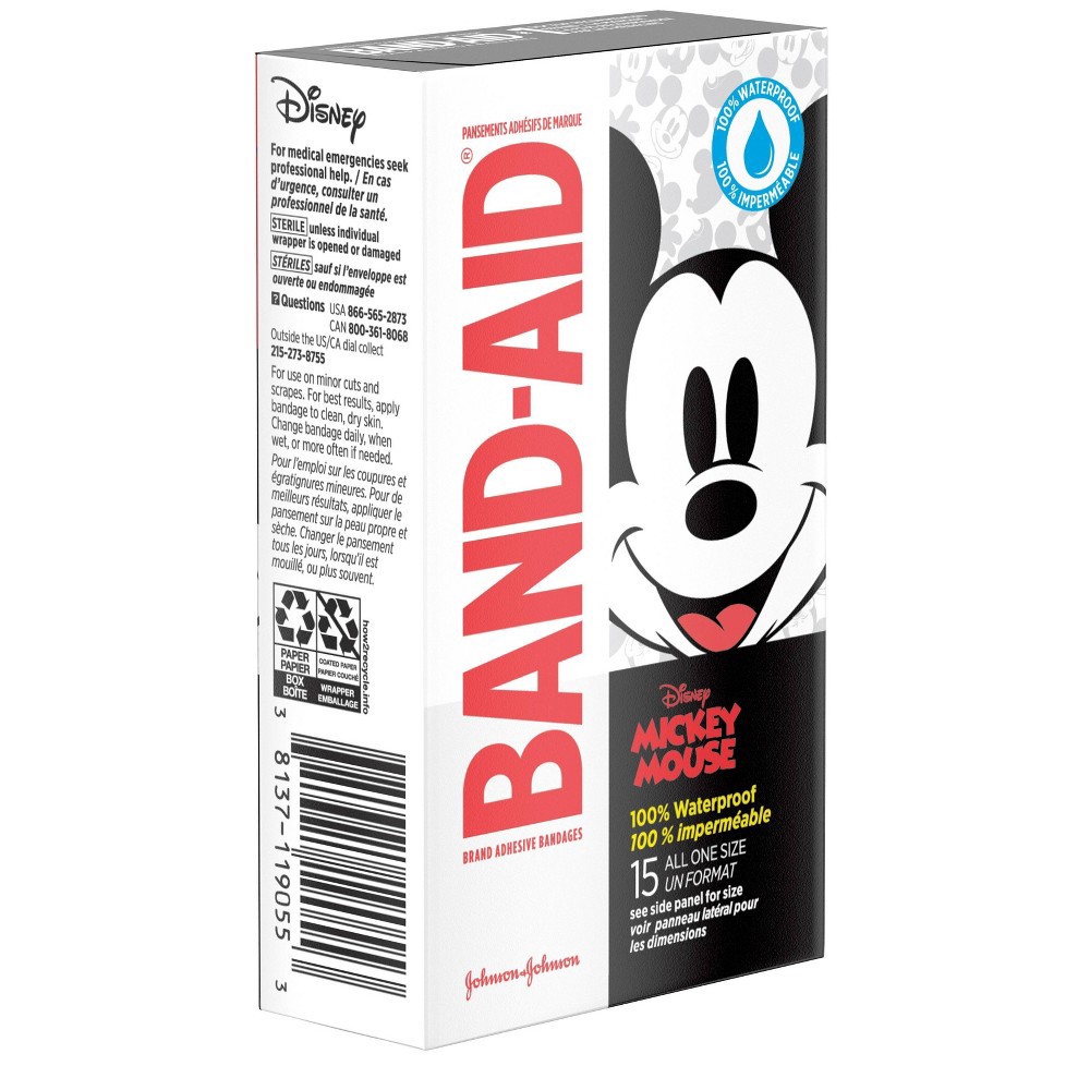 slide 4 of 8, Band-Aid Disney Mickey Mouse Waterproof Bandages - 15ct, 15 ct