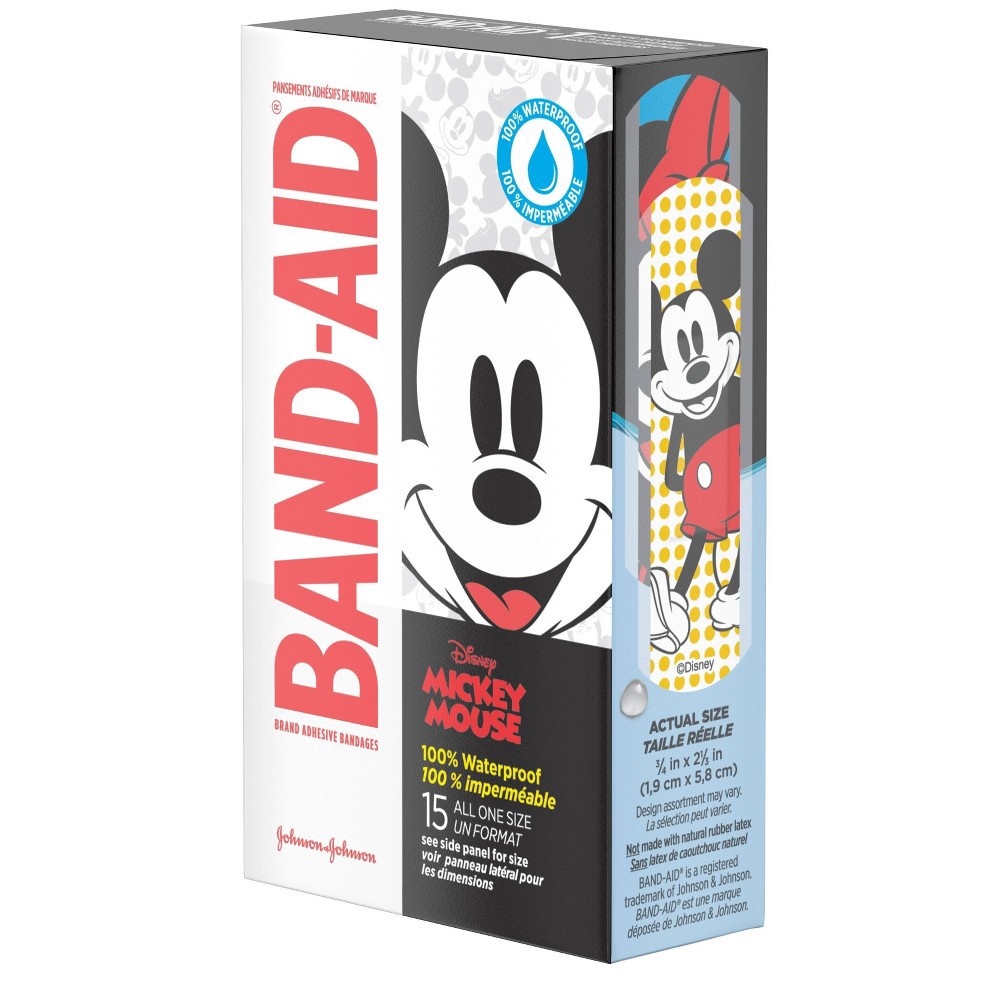 slide 8 of 8, Band-Aid Disney Mickey Mouse Waterproof Bandages - 15ct, 15 ct
