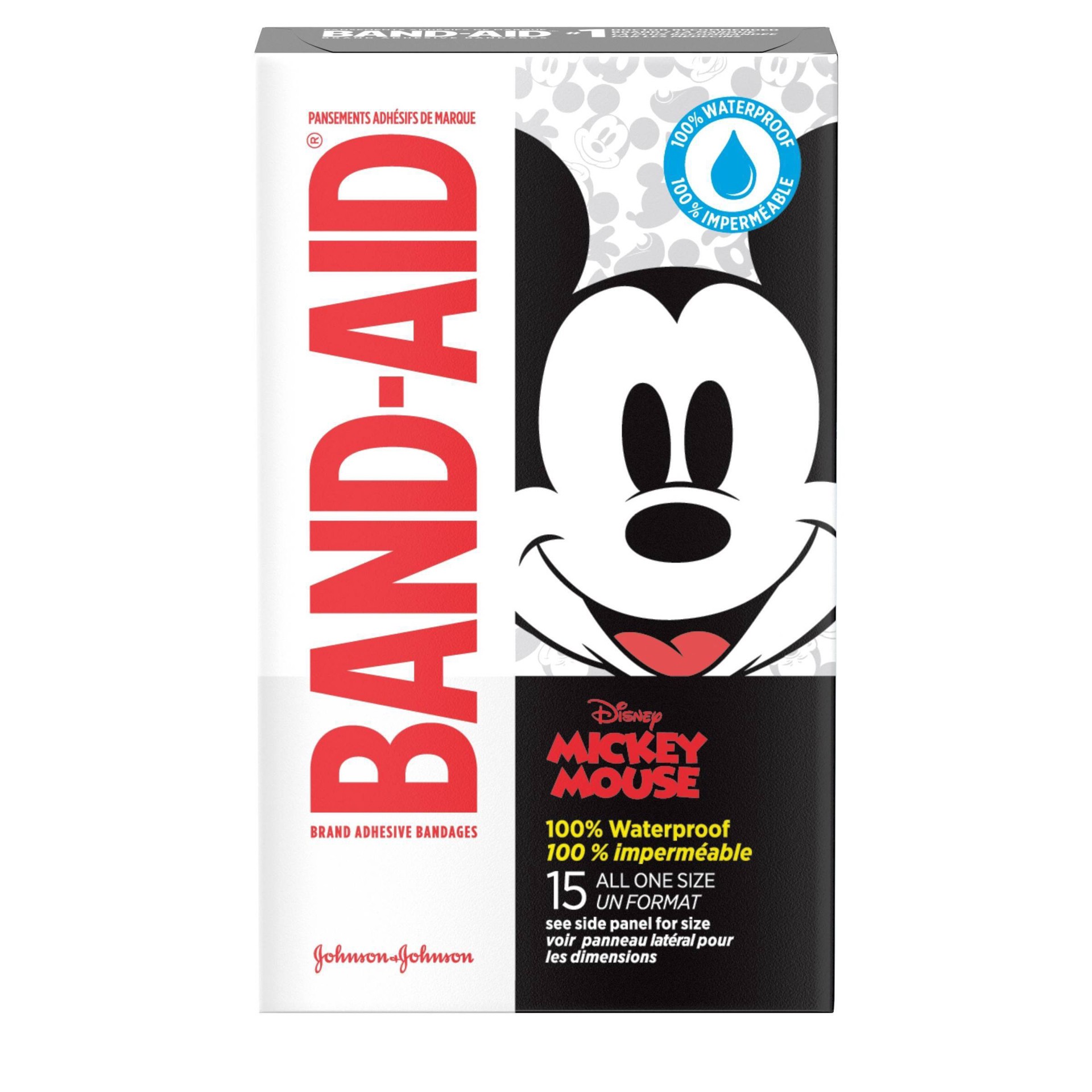 slide 1 of 8, Band-Aid Disney Mickey Mouse Waterproof Bandages - 15ct, 15 ct
