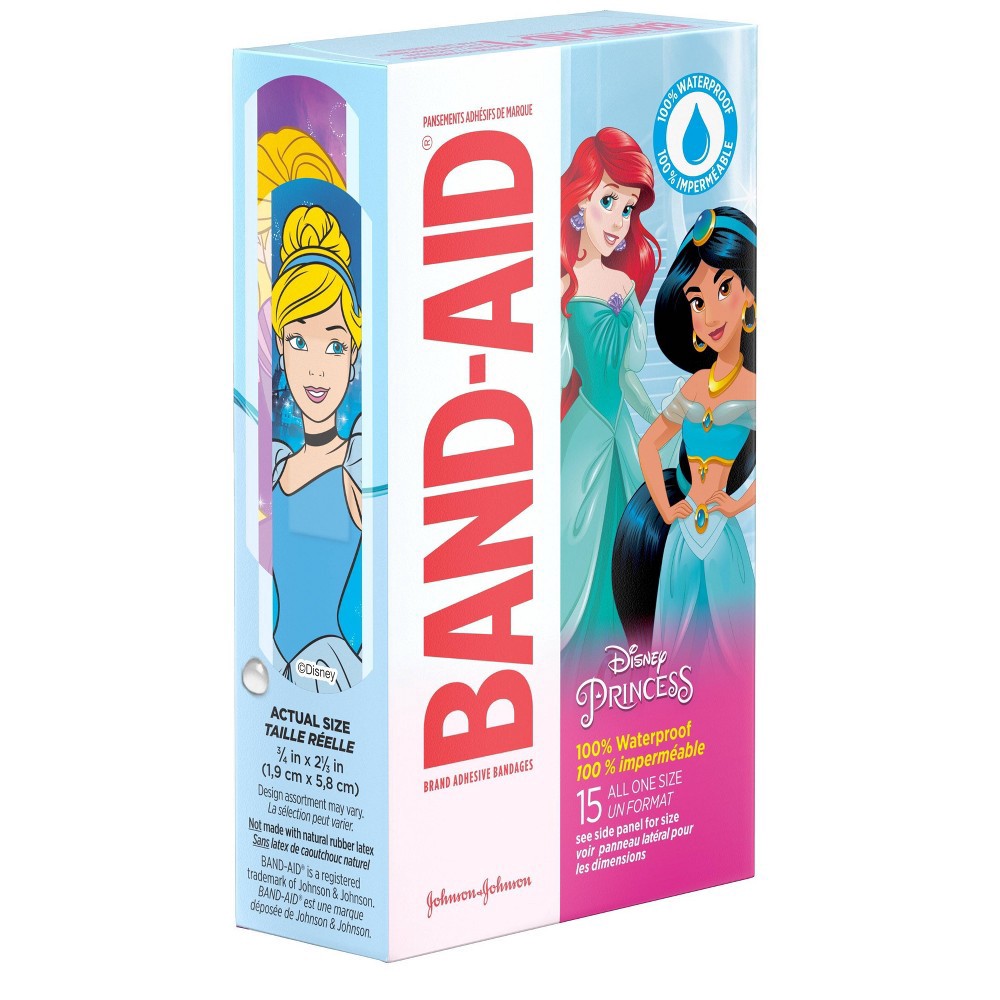slide 5 of 8, Band-Aid Disney Princess Waterproof Bandages - 15ct, 15 ct