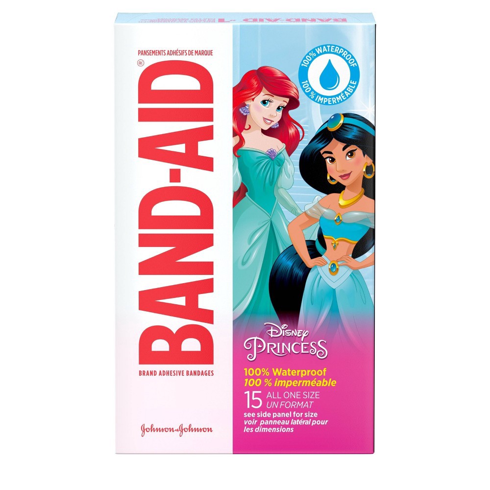 slide 3 of 8, Band-Aid Disney Princess Waterproof Bandages - 15ct, 15 ct