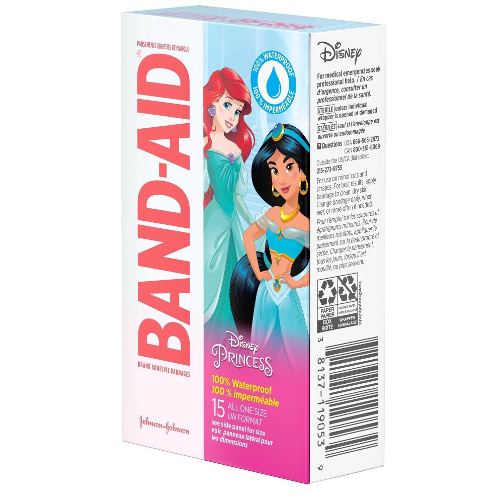 slide 6 of 8, Band-Aid Disney Princess Waterproof Bandages - 15ct, 15 ct