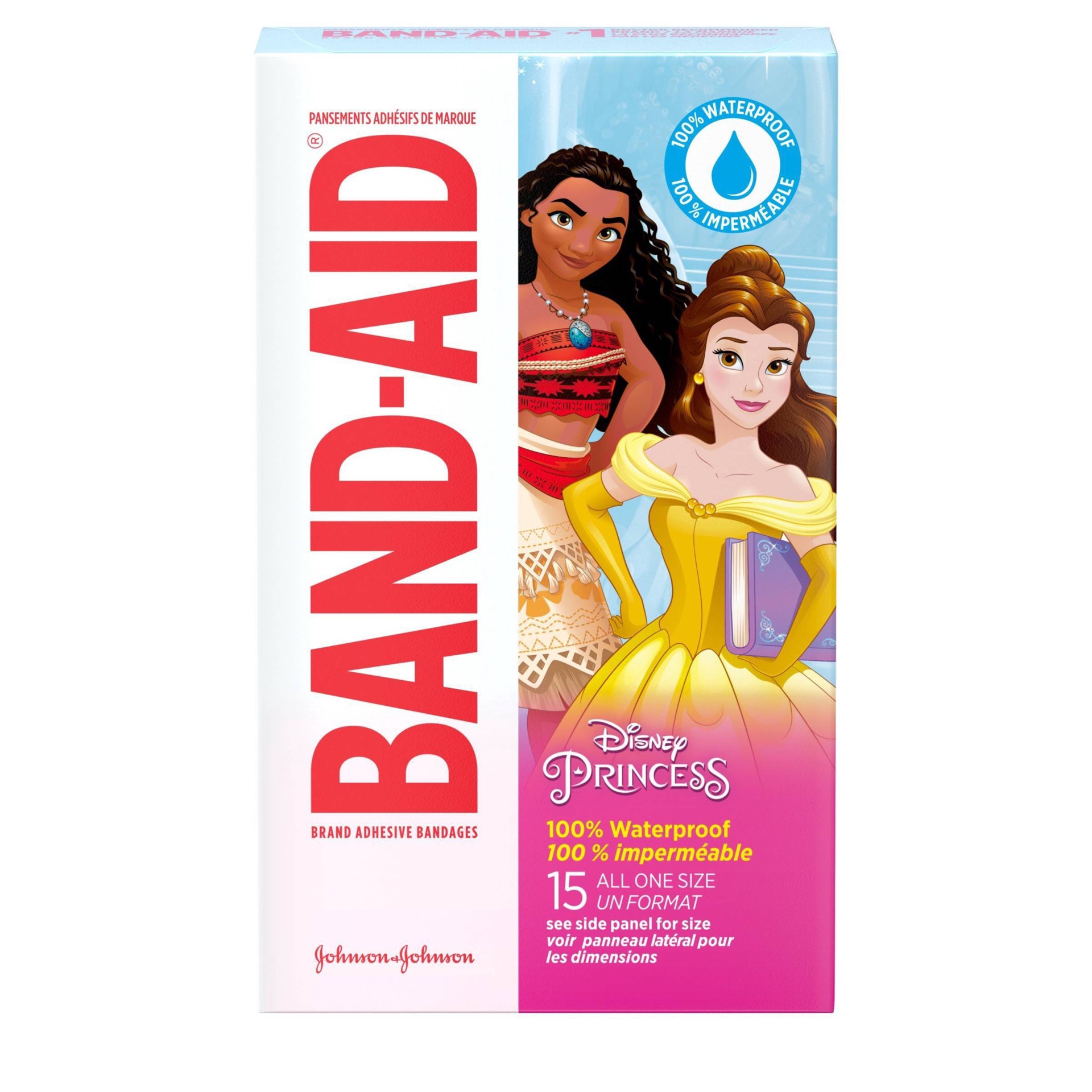 slide 1 of 8, Band-Aid Disney Princess Waterproof Bandages - 15ct, 15 ct