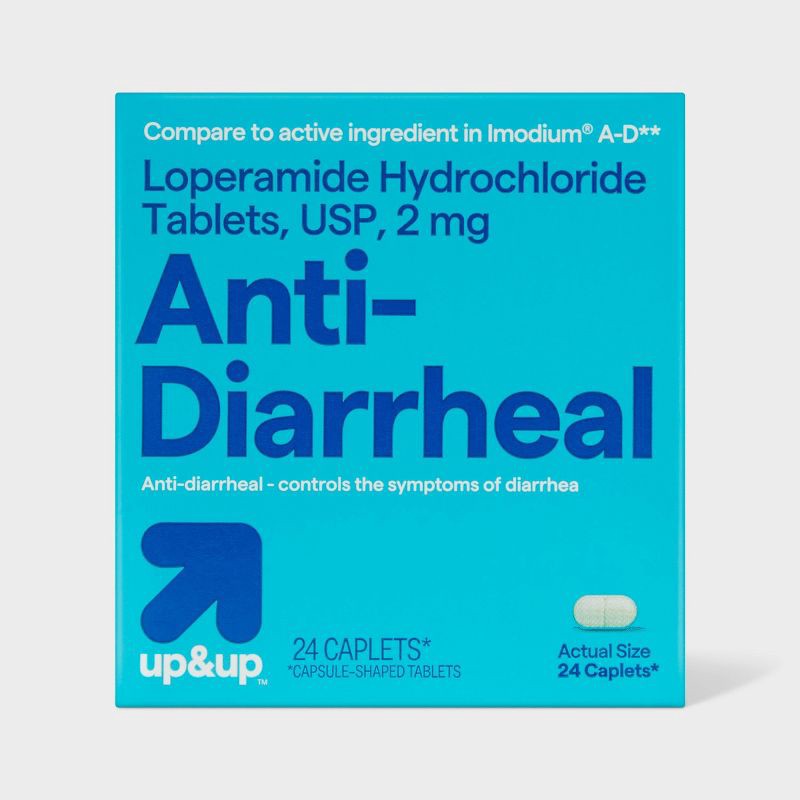 slide 1 of 6, Loperamide Anti-Diarrheal Caplets - 24ct - up&up™, 24 ct