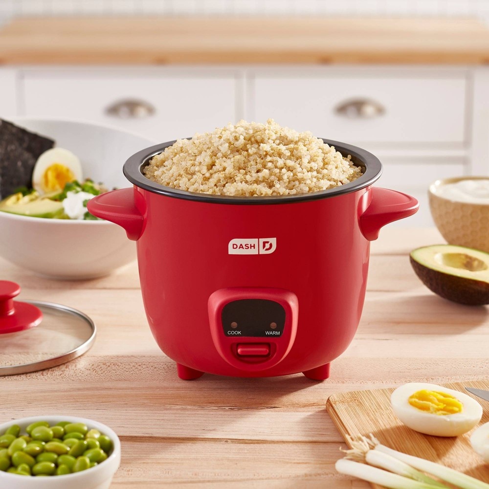 slide 2 of 3, Dash 2-Cup Electric Mini Rice Cooker - Red, 1 ct